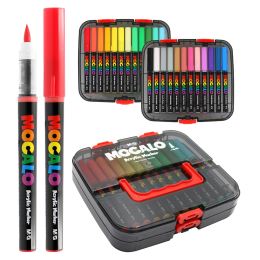 Popisovač M&G MOCALO Acrylic Marker, štětcový hrot (sada 24 barev)