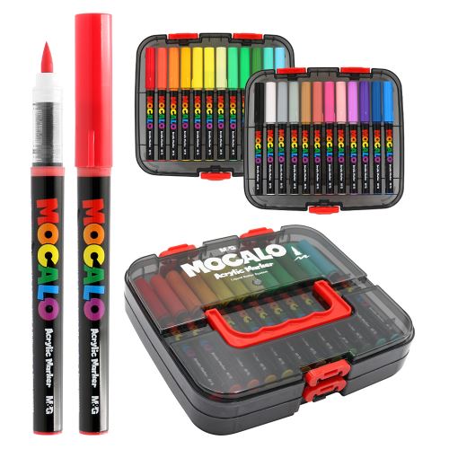 Popisovač M&G MOCALO Acrylic Marker, štětcový hrot (sada 24 barev)