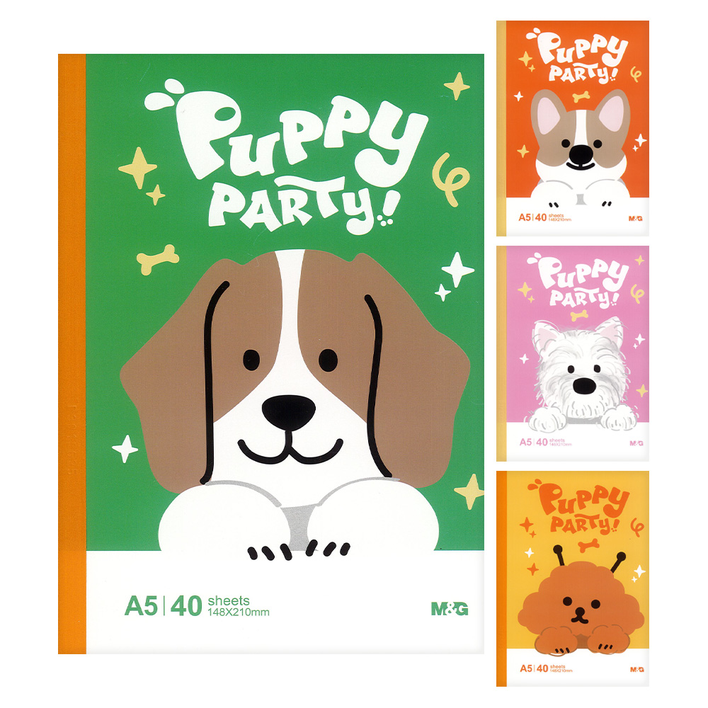 Sešit linkovaný A5 M&G Puppy Party! (4 designy)