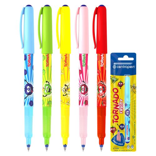 Pero kuličkové CENTROPEN 2675 Tornado Fruity, blistr - modrá náplň /1ks