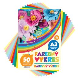 Barevný výkres A3, 180 g/m2 – sada 50 ks (5 × 10 barev)