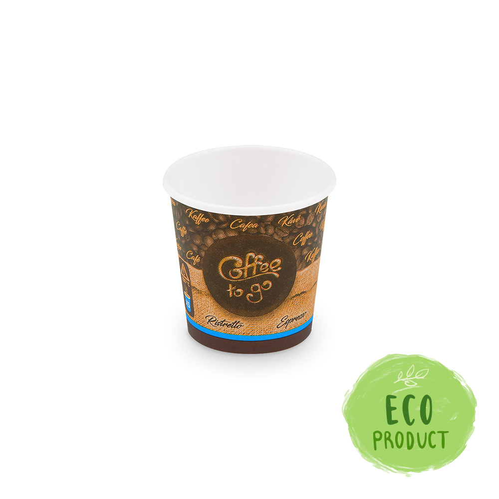 Papierový pohár "Coffee to go" Ø62mm 110ml `XS: 0,08L/4oz` [50 ks]