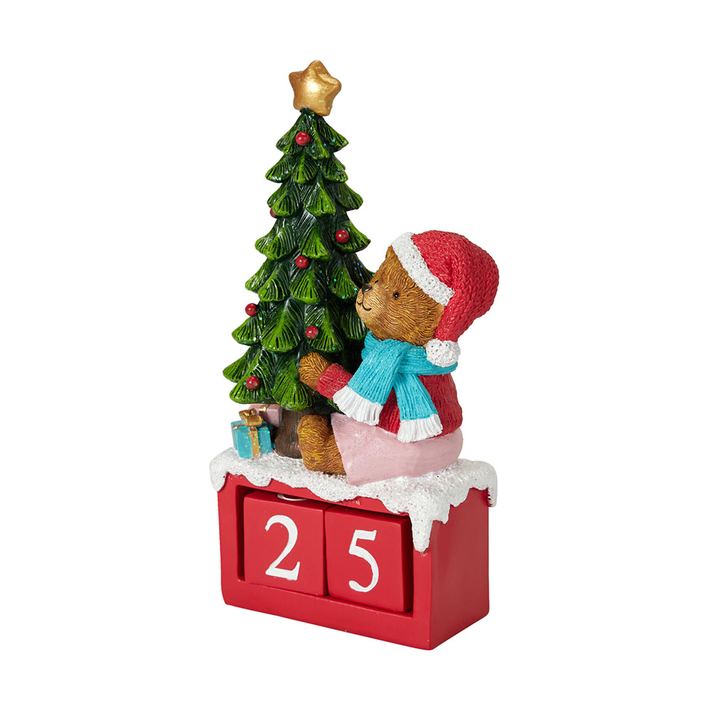 Vianočná dekorácia Adventný kalendár s medveďom 24 cm