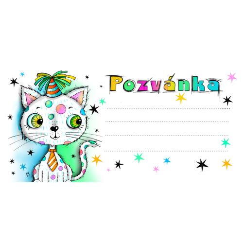 Dětská pozvánka na párty - Kočička, bal. 10 ks