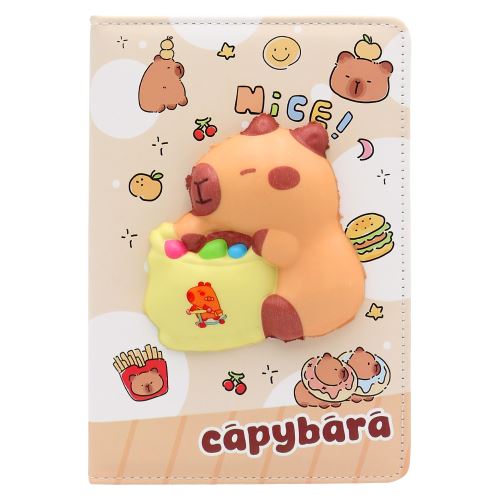 Dětský zápisník A5, 80 listů, měkké PU desky - Capybara