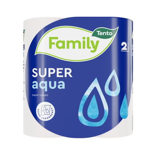 Papírové utěrky Tento Family Super Aqua 2-vrstvé, 11 m, 2 ks/bal