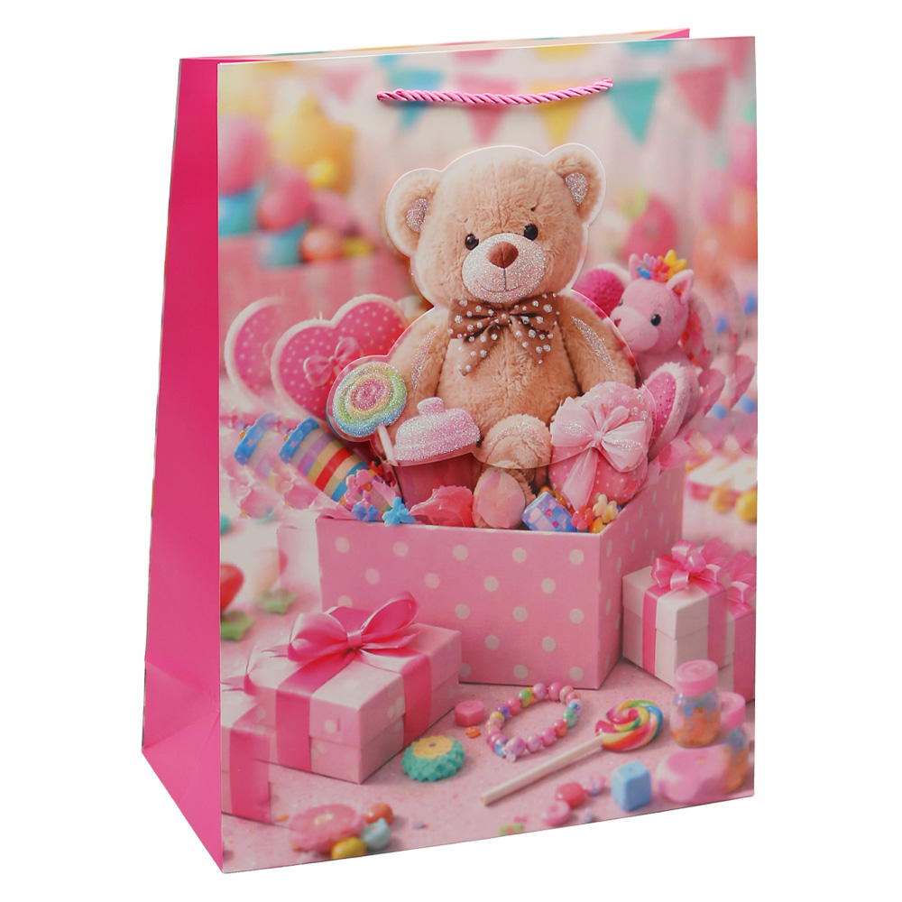 JUNIOR Darčeková taška Bear 30x12x40 cm (mix /cena 1ks)