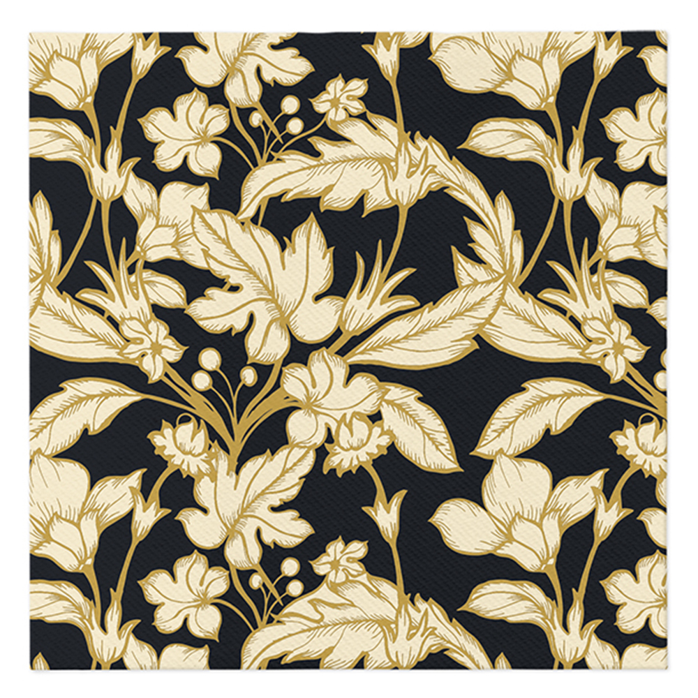 Ubrousky PAW AIRLAID 40x40 cm - Beautiful Floral Pattern Black 40x40 cm