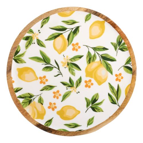 Talíř o průměru 30 cm z mangového dřeva, design citrony