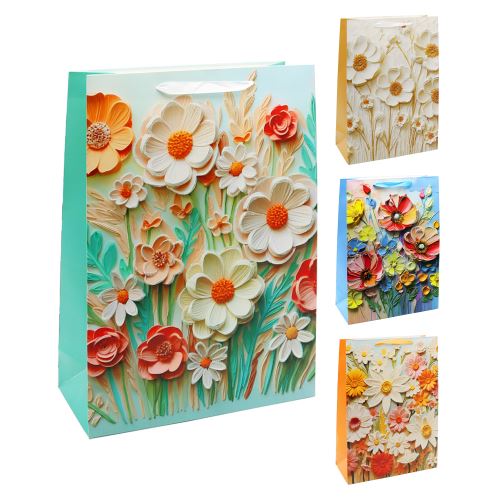 Dárková taška 2049 Flowers, velikost M 26 x 12 x 32 cm