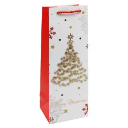 Darčeková taška na fľašu - vianočná 12x36x10 cm (mix /cena 1ks) (2)