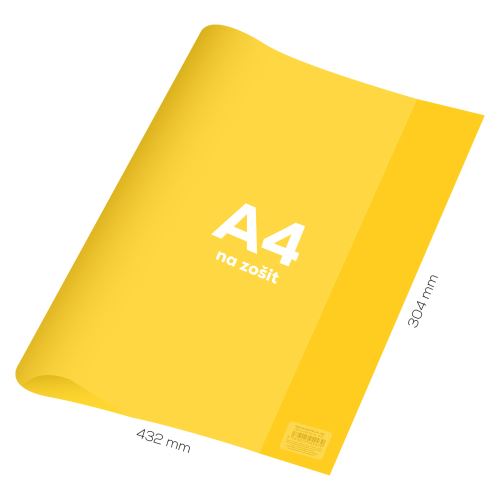 Obal na sešit A4 PVC 432x304 mm - průhledný/žlutý