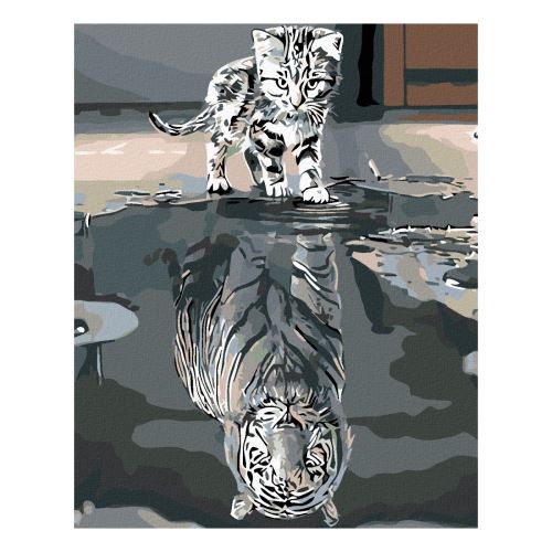 Diamantové maľovanie (s rámom) - Mačiatko alebo tiger