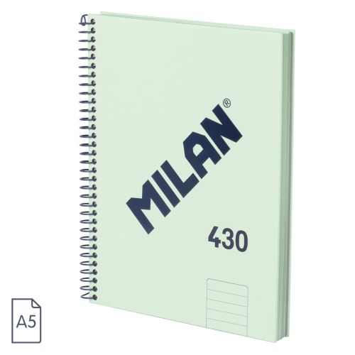 Blok linajkový so špirálou A5 MILAN 80 listov, zelený