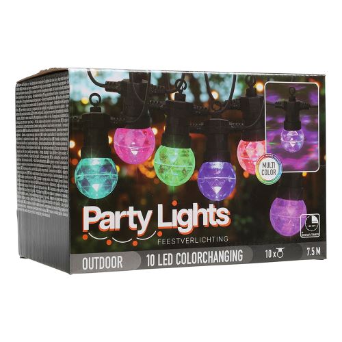 Párty osvetlenie - reťaz 10 LED žiaroviek, farebné, dĺžka 7,5 m