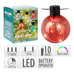 Párty osvětlení - řetěz 10 LED žárovek, barevné, délka 7,5 m (1)