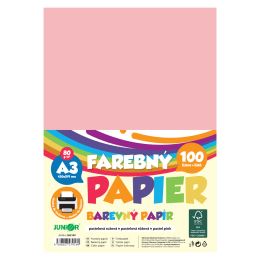 Barevný papír A3 80 g/m2, balení po 100 ks – pastelově růžový