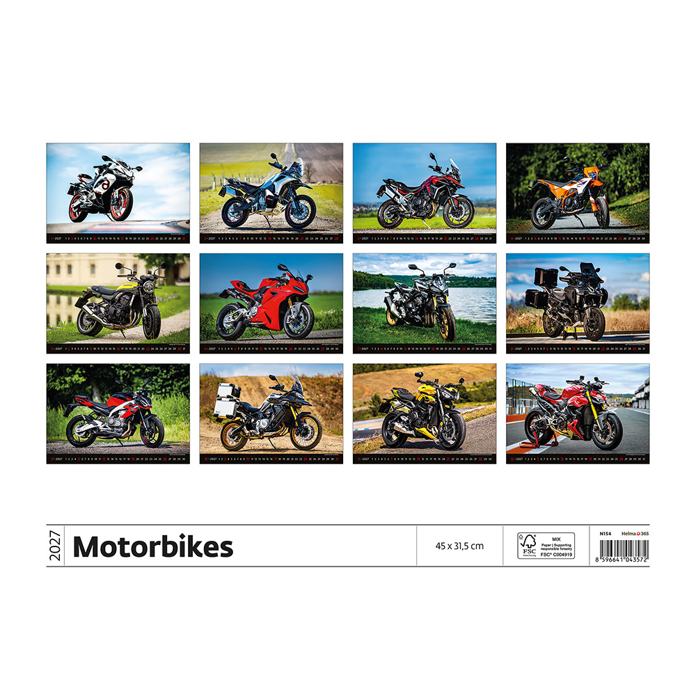 Helma 365 Nástenný kalendár 2027 Motorbikes