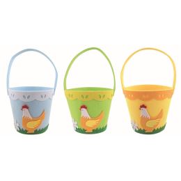 Košík z filcu s dekorem Slepice 17 x 15 x 17 cm + poutko Košík z filcu s dekorem Slepice 17 x 15 x 17 cm + poutko