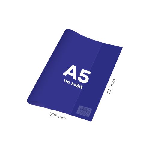 Obal na sešit A5 PVC 306x217 mm - průhledný/modrý