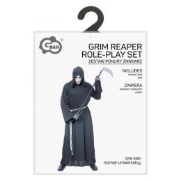 Kostým pro dospělé Grim Reaper (roucho s kapucí, opasek), univerzální velikost (2)