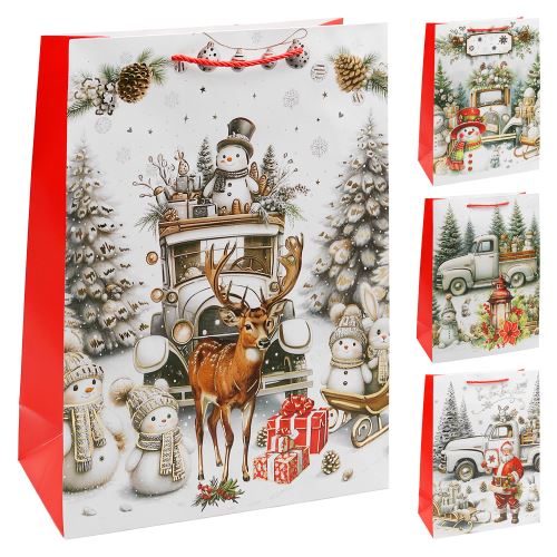 Darčeková taška vianočná 32x26x12 cm (mix 4 dizajnov - /cena za 1 ks)