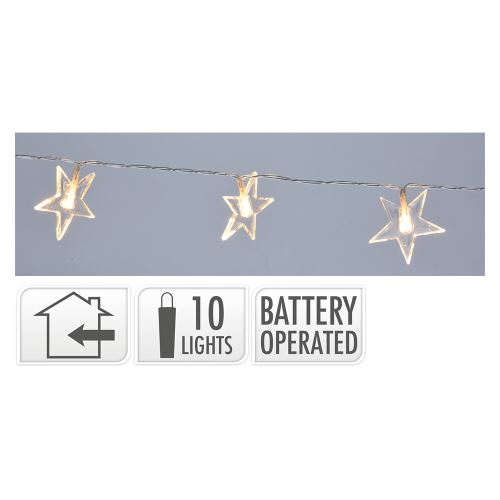Svetelná reťaz s 10 LED hviezdami