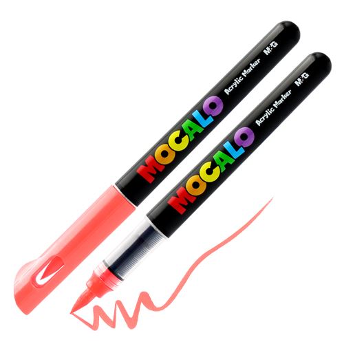 Popisovač M&G MOCALO Acrylic Marker, štětcový hrot - neonově červená 201