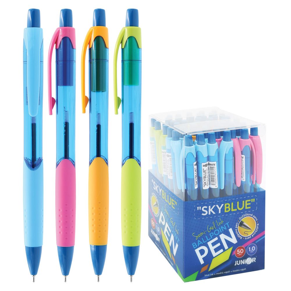 Pero guľôčkové Semi-Gel "SKYBLUE" 1,0 mm (4 barvy v balení)