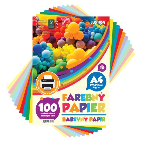 Barevný papír A4 80g 100 listů/10 barev