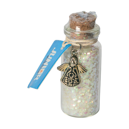 JUNIOR-ST Glitter ve skleněné lahvičce s přívěskem anděla (mix barev /cena 1ks)