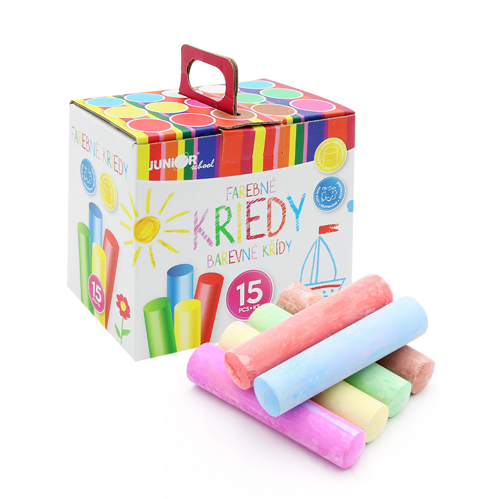 Křídy barevné/chodníkové JUNIOR, kulaté 15 k
