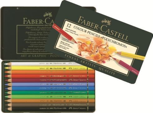 Pastelky Polychromos set 12 ks - plech (1)