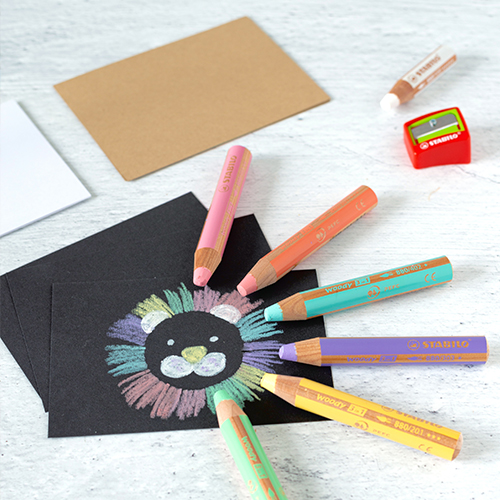 STABILO Barvička, vodovka a voskovka - STABILO woody 3 v 1 - pastelová fialová