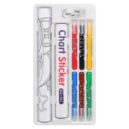 Kreativní sada se samolepkami a voskovkami na vymalování "Doodling Height Chart Sticker" (1)