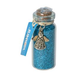 Glitter ve skleněné lahvičce s přívěskem anděla (mix barev /cena 1ks) (2)
