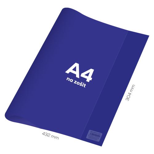 Obal na sešit A4 PVC 432x304 mm - průhledný/modrý