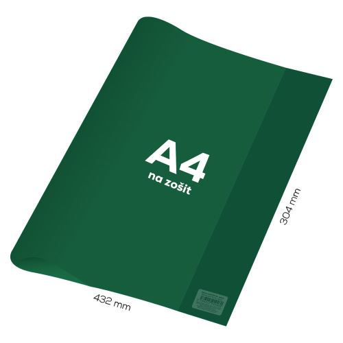 Obal na sešit A4 PVC 432x304 mm - průhledný/zelený