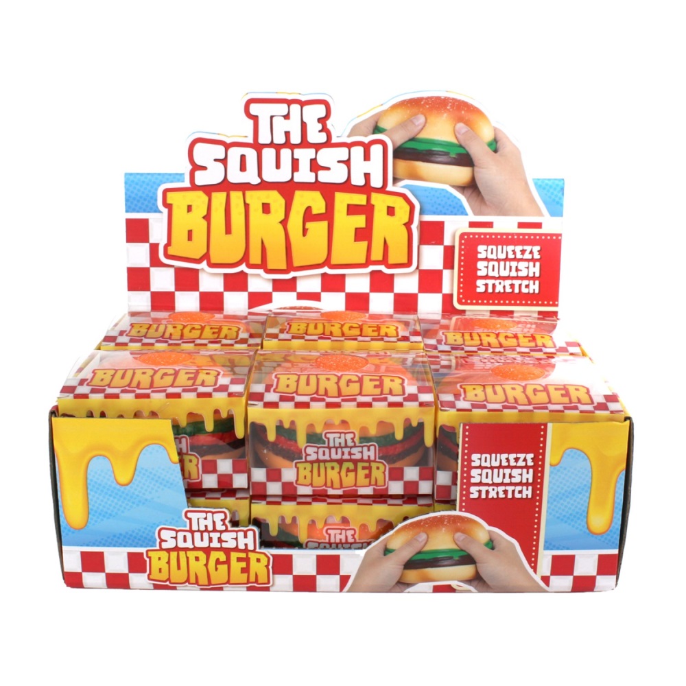 Mega Squeeze hamburger strečový jumbo 12,5x12,5x7 cm - antistresová hračka