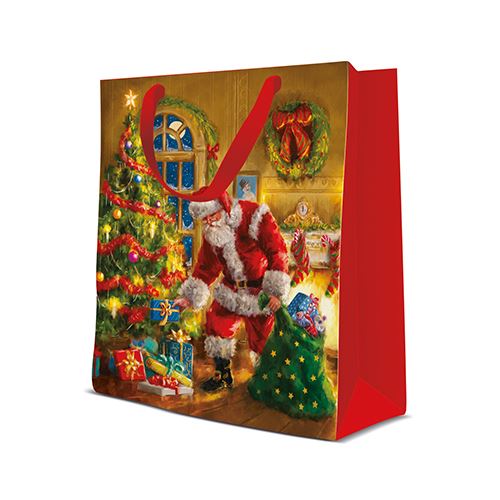Darčeková taška PAW Santa is here, medium - 20x25x10 cm