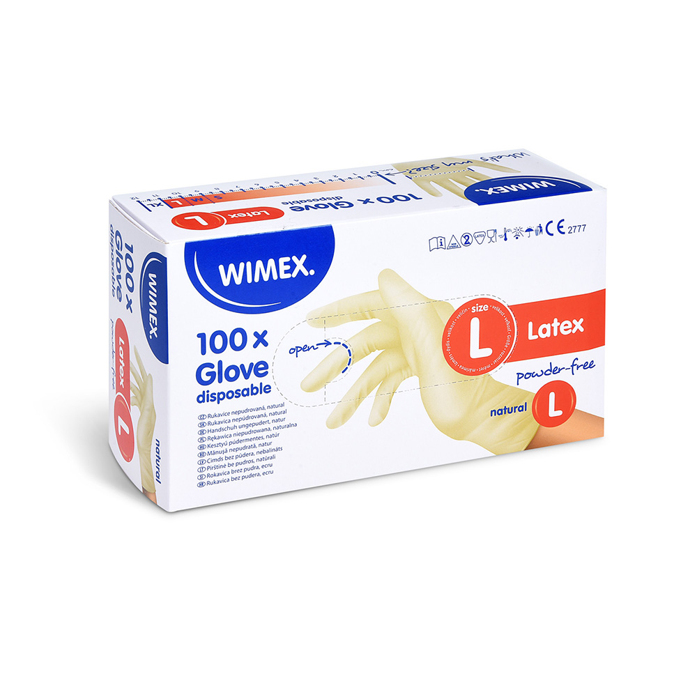WIMEX Rukavice latexové bílé, nepudrované, velikost L