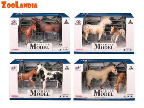 Zoolandia kůň s hříbětem 10-15cm a doplňky 4druhy v krabičce