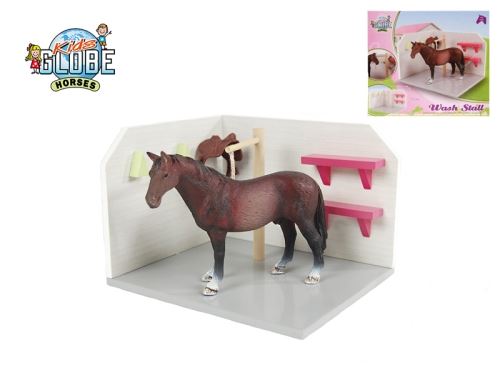 Kids Globe Horses box pro koně dřevěný 18x12x15cm 1:24 v krabičce