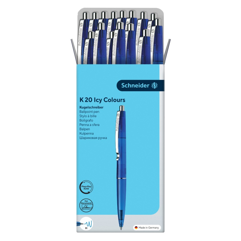 SCHNEIDER Pero kuličkové Schneider K20 Icy Colours - modrá náplň