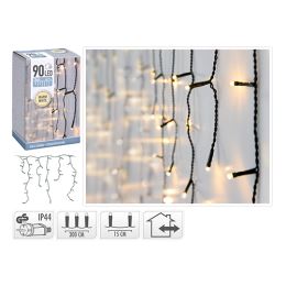 Světelný řetěz s visícími pramínky 90 LED bílá teplá, délka 3 m (venk. použití)