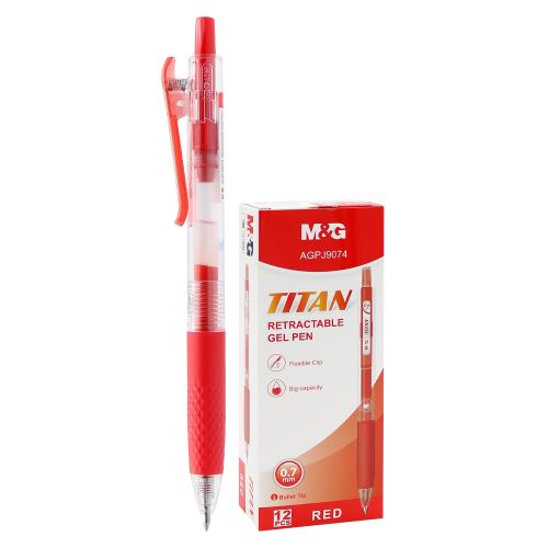 Pero gelové M&G TITAN hrot 0,7mm - červená náplň