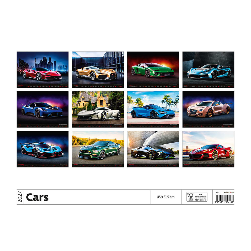 Helma 365 Nástenný kalendár 2027 Cars
