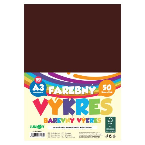 Farebný výkres A3 180g/m2, bal/50 ks - tmavo hnedá