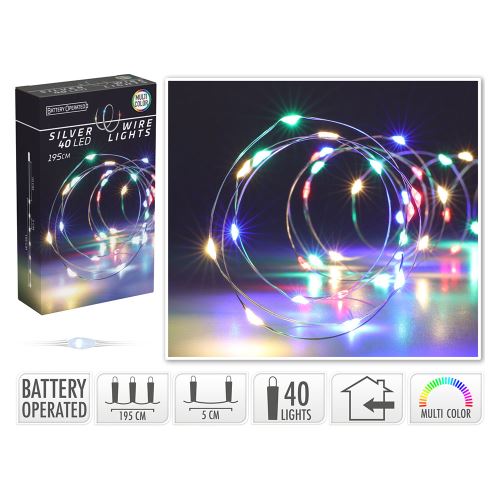 Světelný řetěz 40 LED barevných, délka 2 m