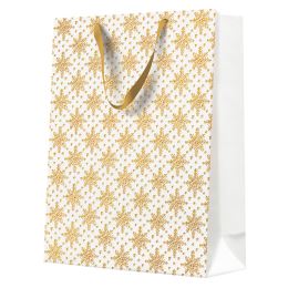 Dárková taška big 30x41x12 cm Grunge Textured Snowflakes Gold